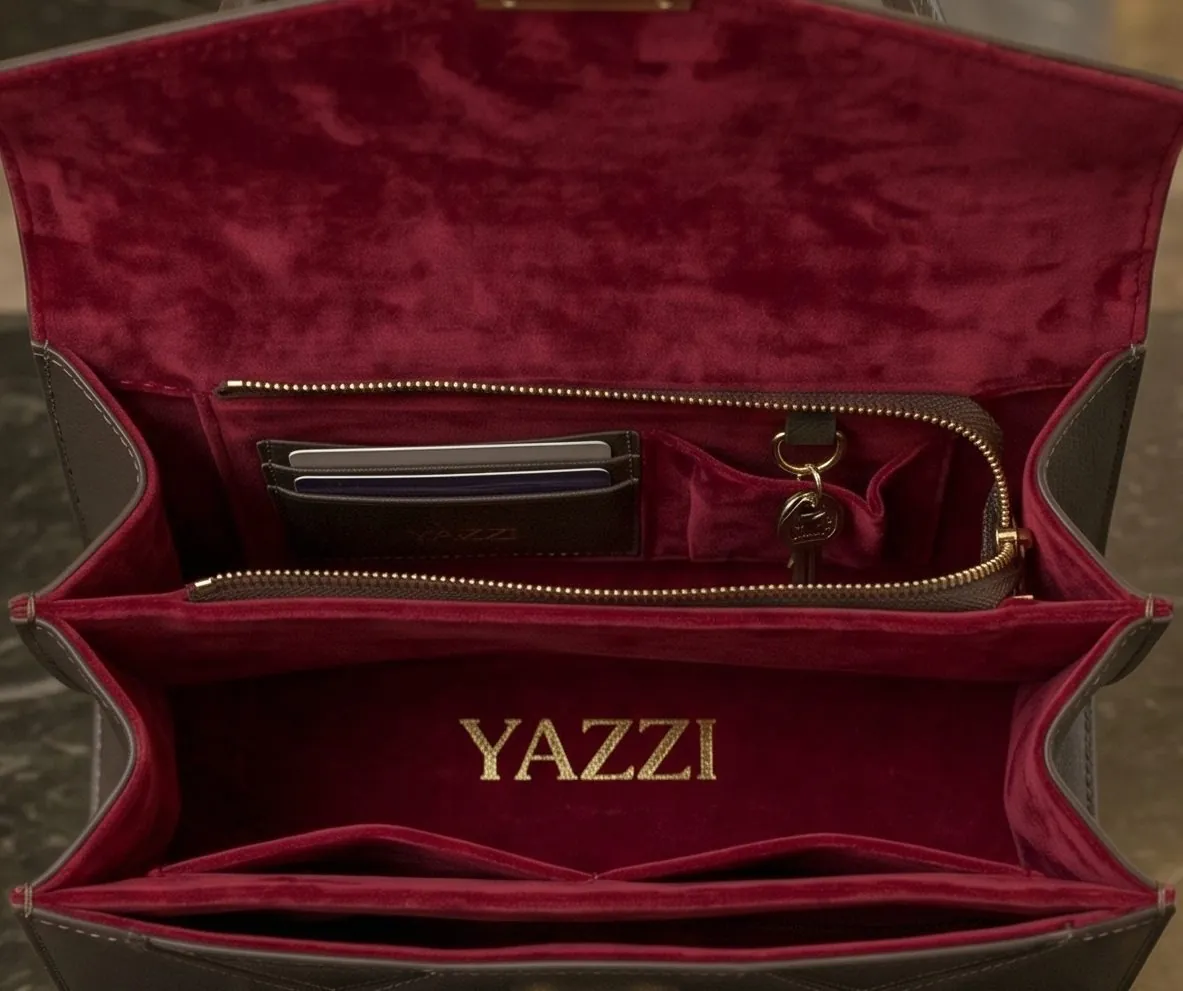 O interior de veludo vermelho da Zeta